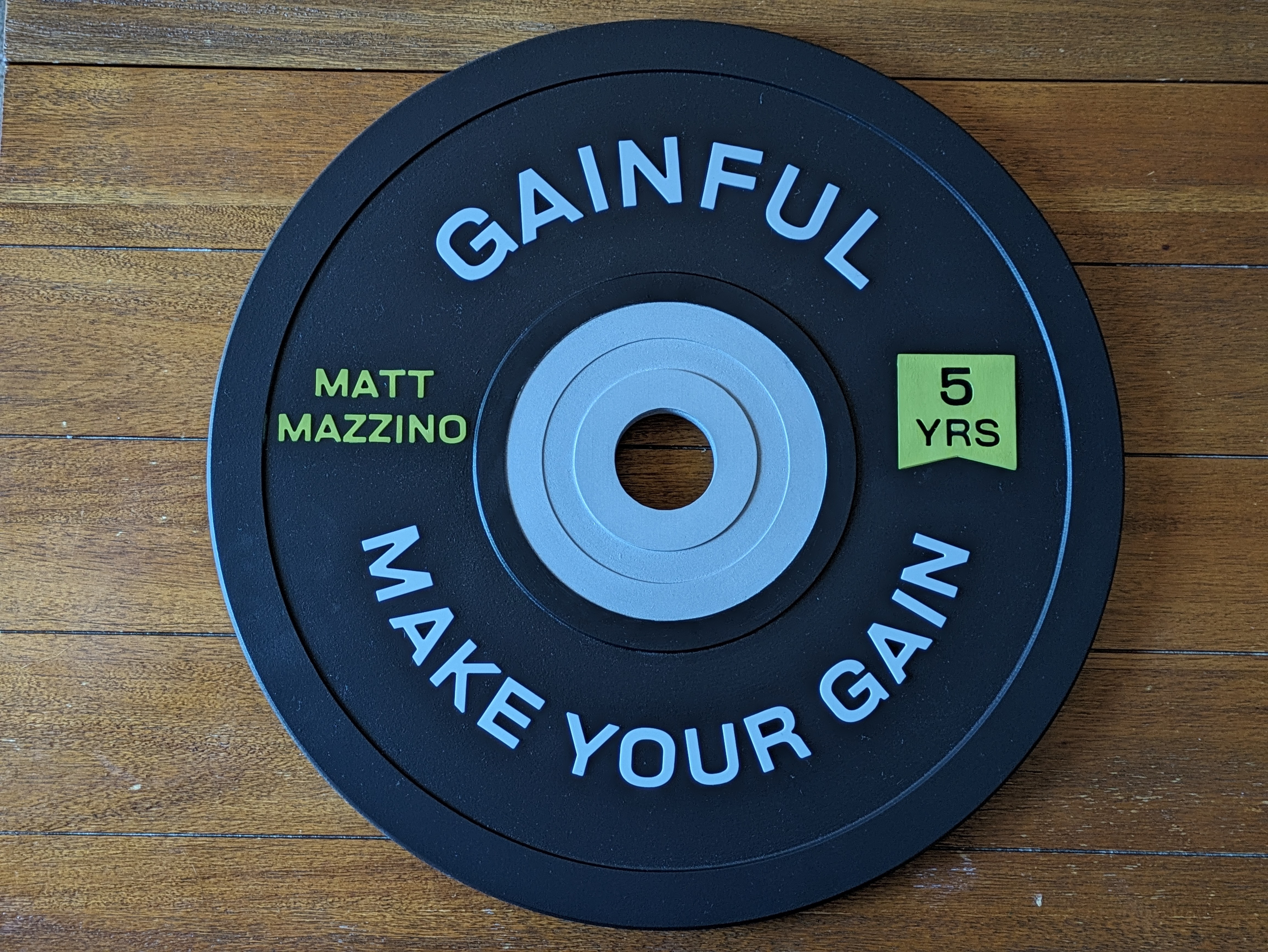 Finished custom bumper plate sign
