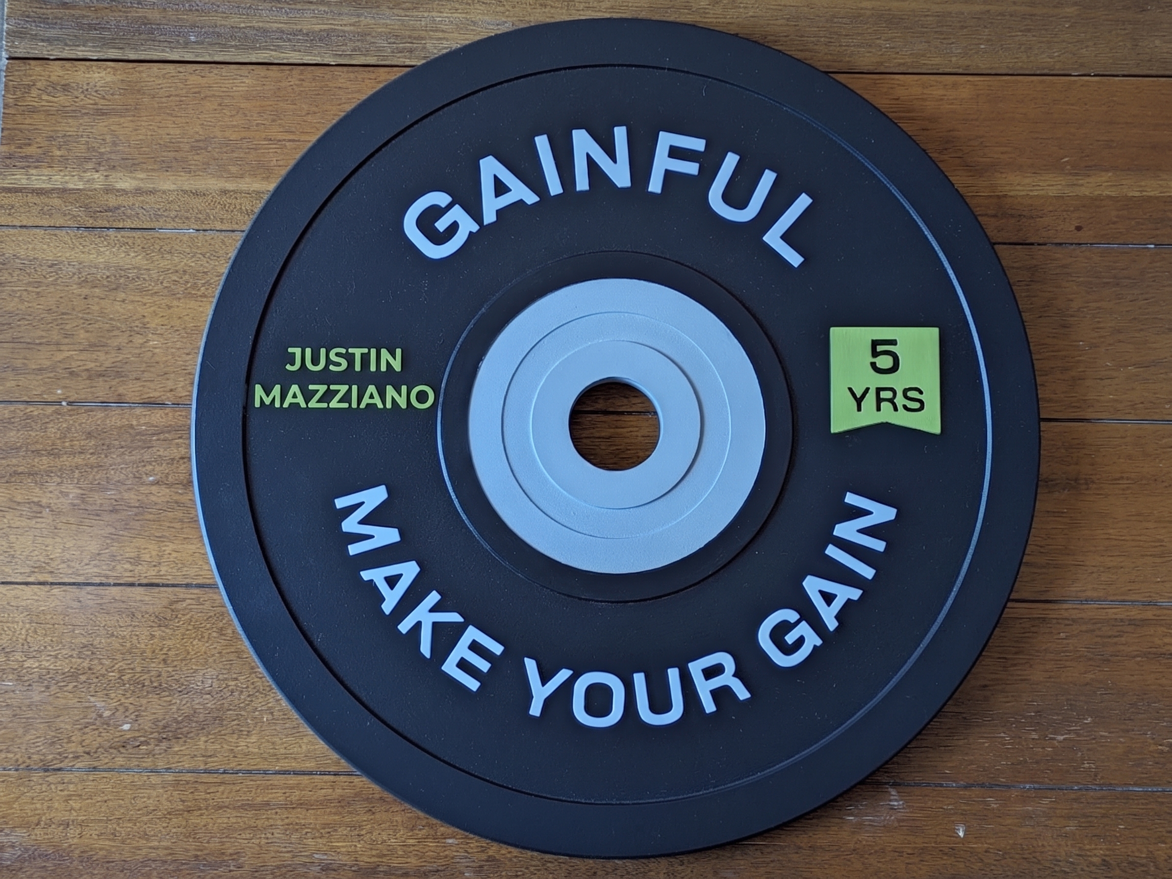 Finished custom bumper plate sign