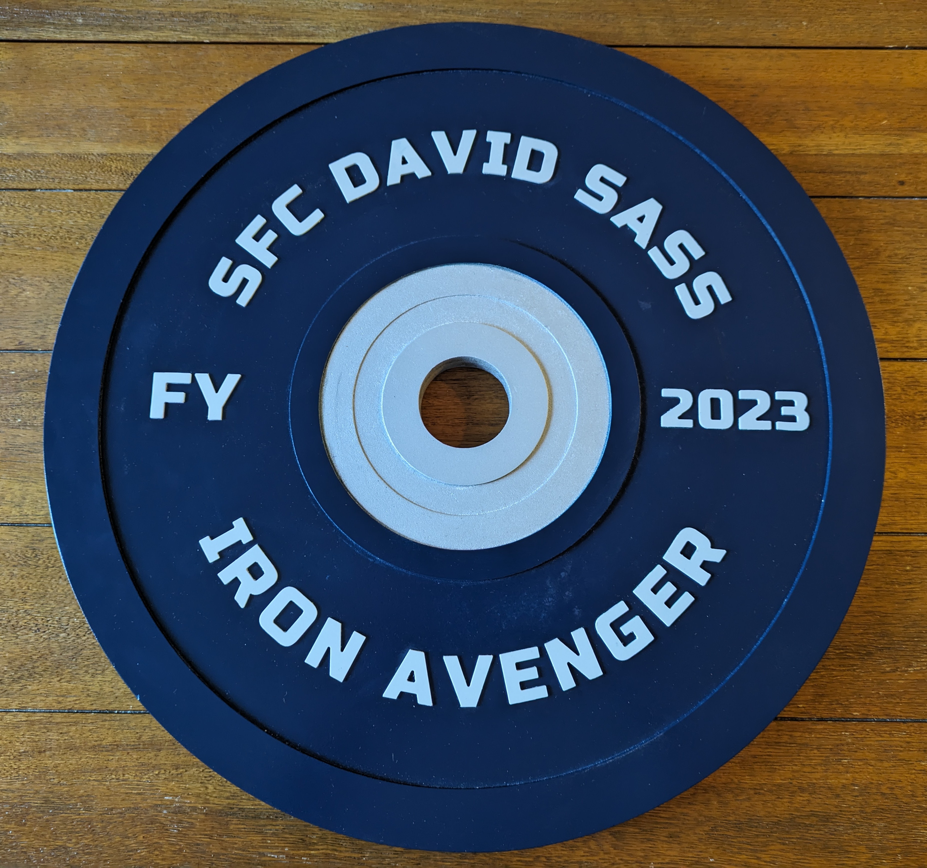 Finished custom bumper plate sign