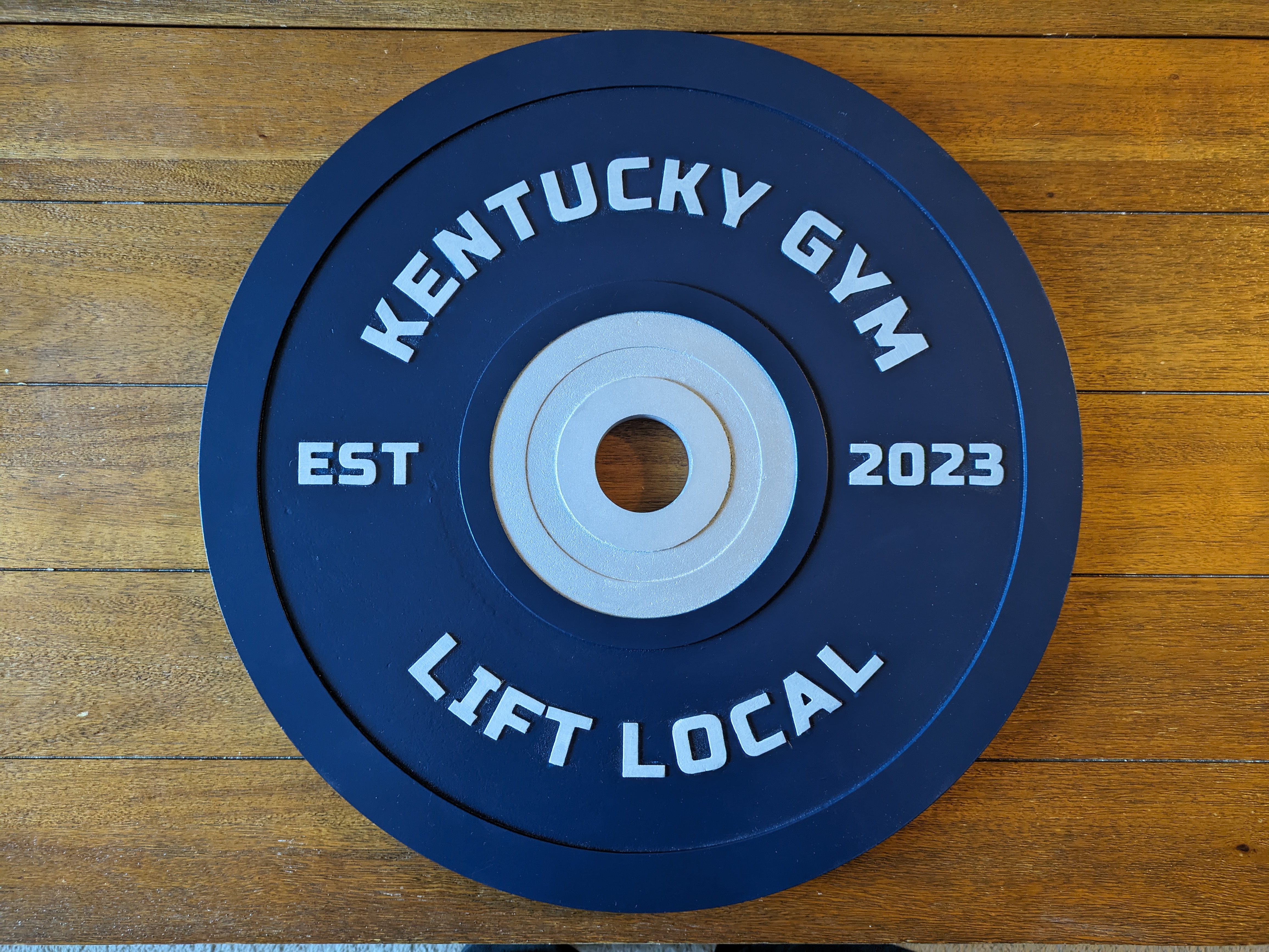 Finished custom bumper plate sign