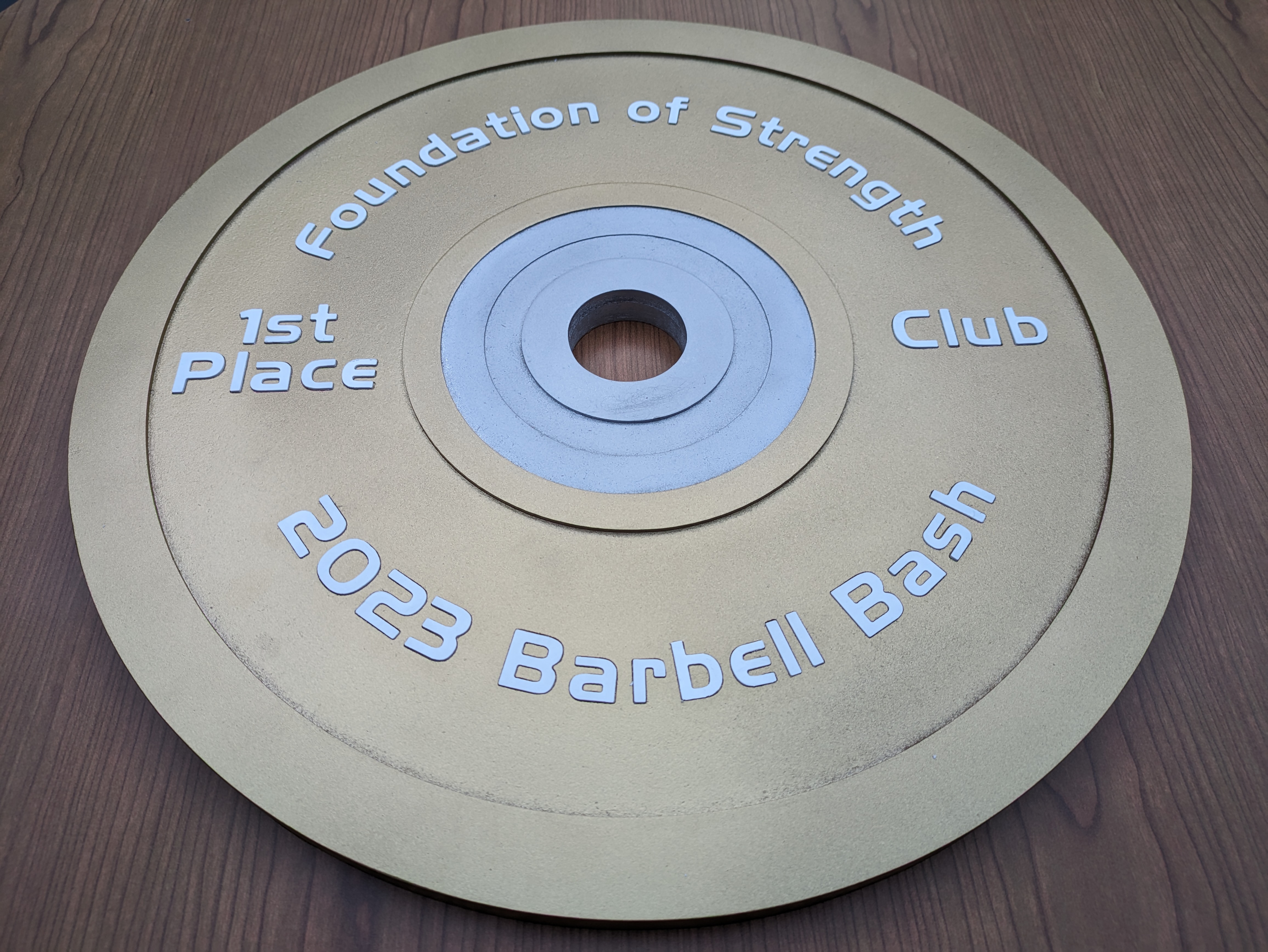 Finished custom bumper plate sign