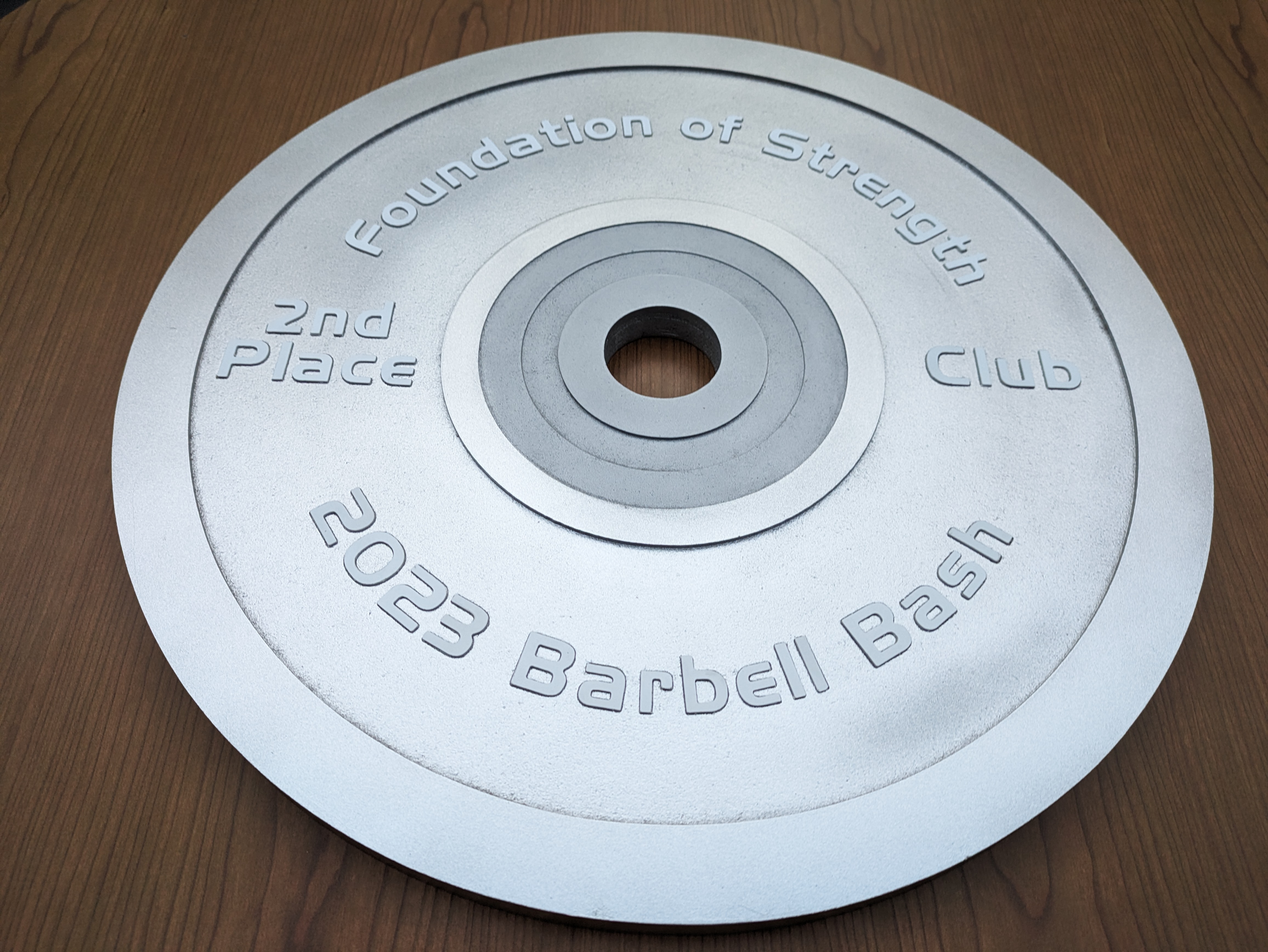 Finished custom bumper plate sign