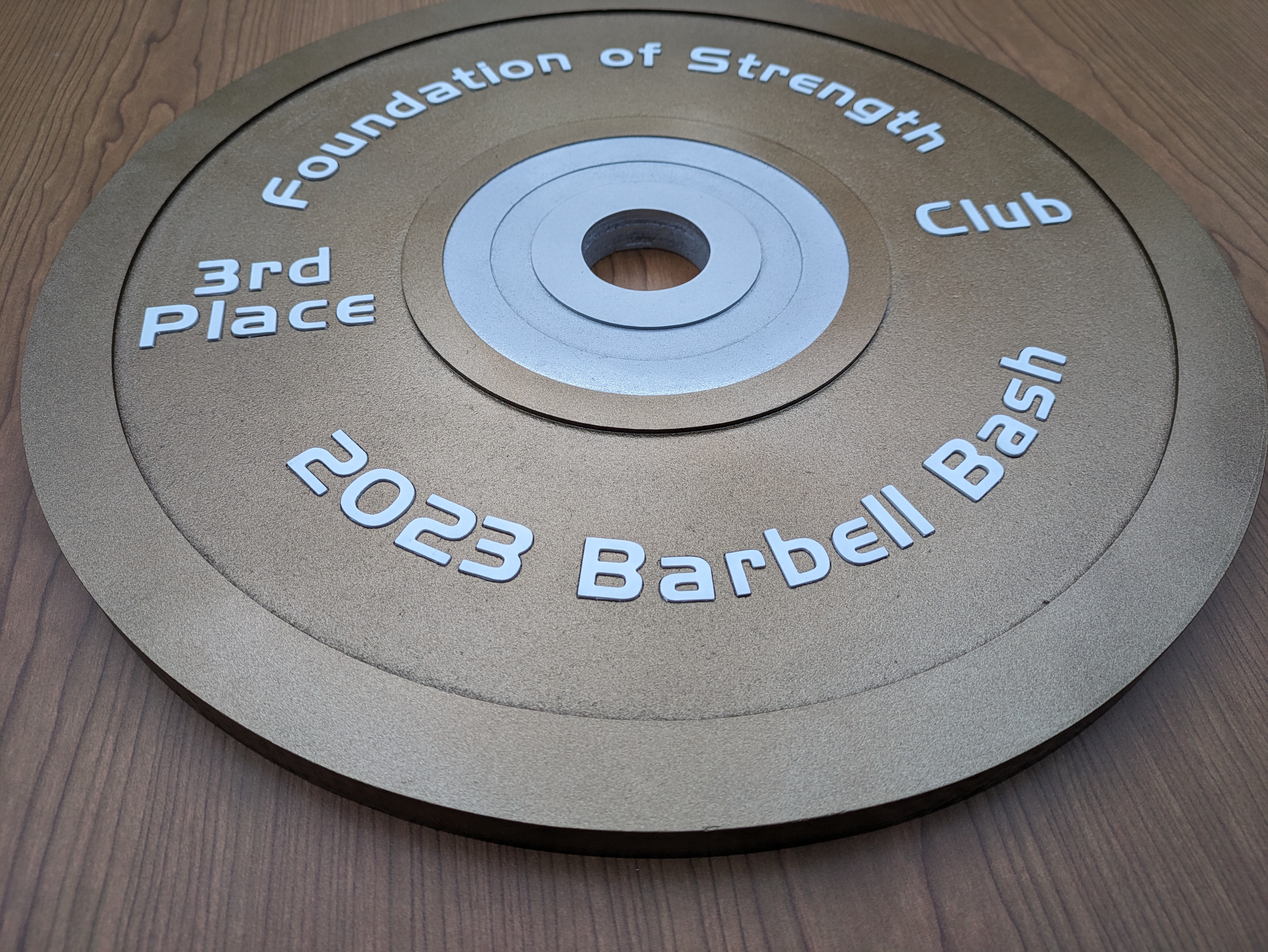 Finished custom bumper plate sign