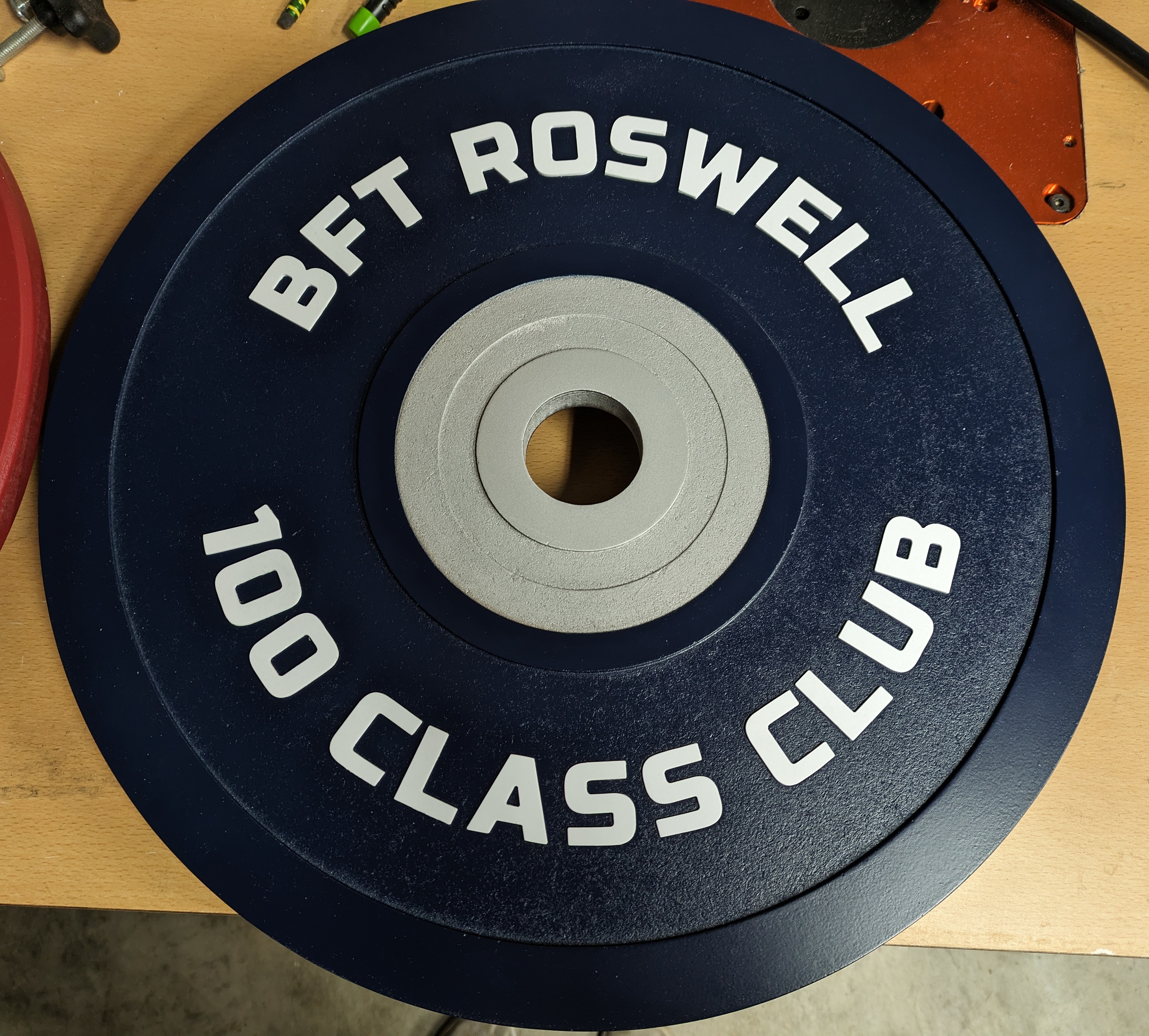Finished custom bumper plate sign